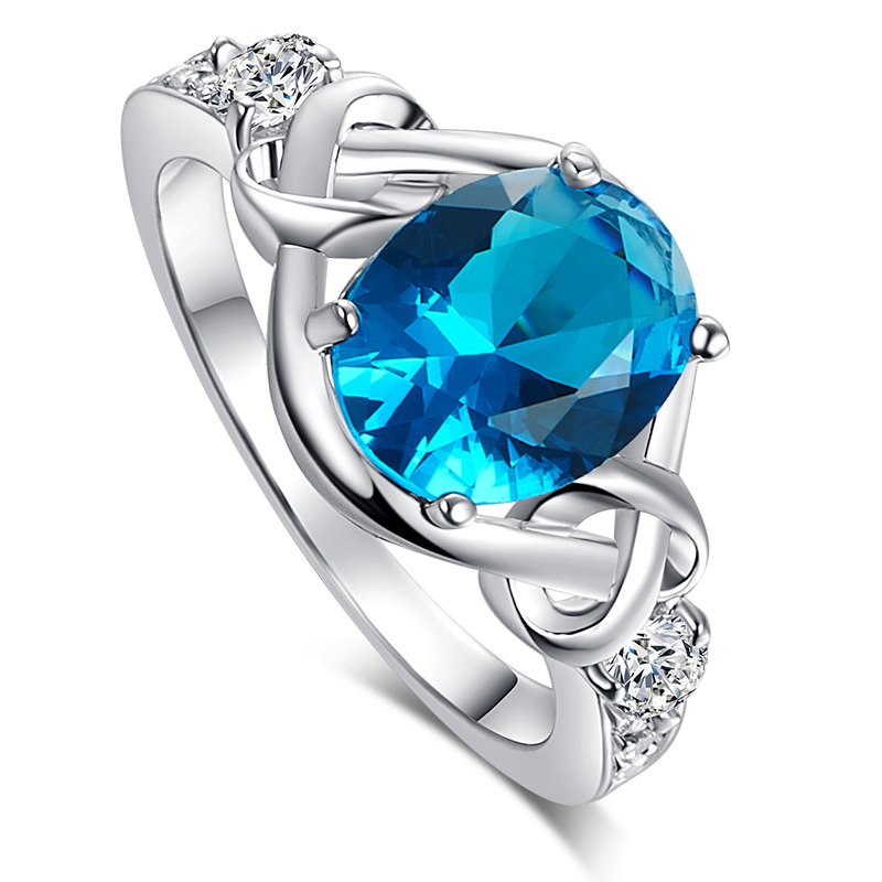 Desain Cincin  Kawin  Berlian Berlapis Topaz Biru Untuk 