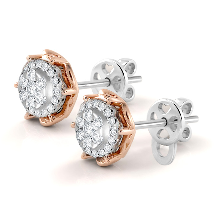 Diamond Earrings Illusion Lotus Halo AF0345