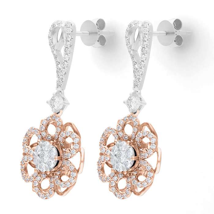 Diamond Earrings Illusion Lotus JDP8067E