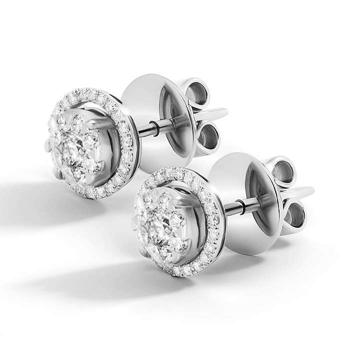 Diamond Earrings Illusion Lotus Halo AF0300