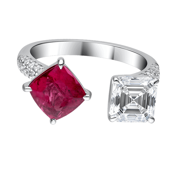 You & I Royal Asscher Diamond Ring CWF3275