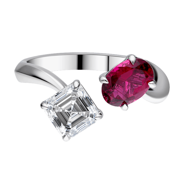 You & I Royal Asscher Diamond Ring CWSS0214